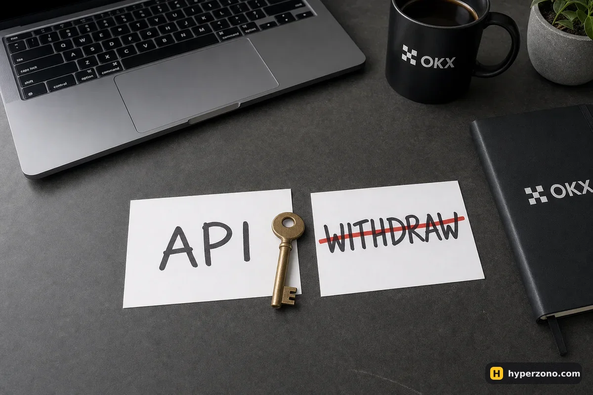 A brass key on a card marked API next to a card reading WITHDRAW crossed out in red