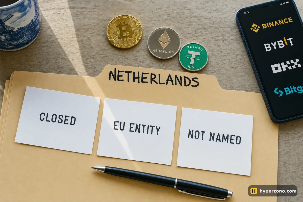 A folder labelled Netherlands with three cards reading CLOSED, EU ENTITY and NOT NAMED