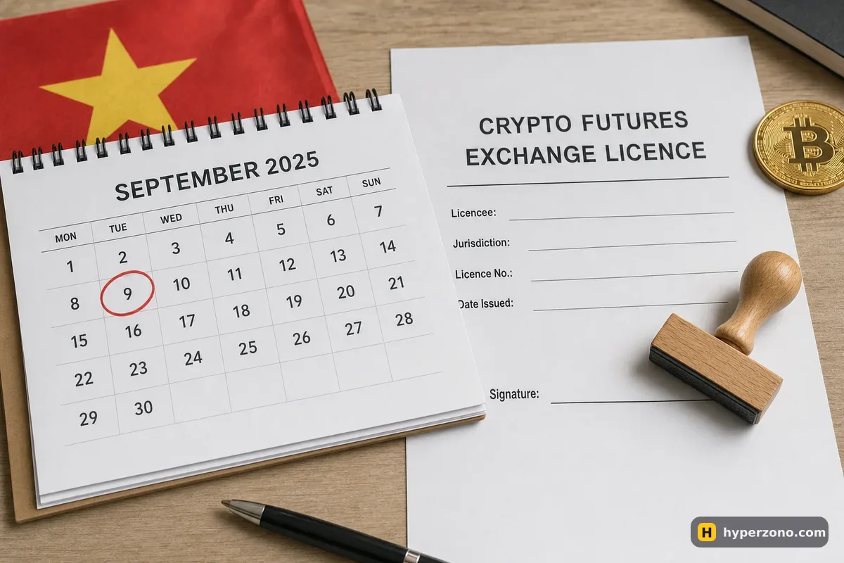 A circled date on a September 2025 calendar page beside a blank, unsigned licence form and an unused rubber stamp